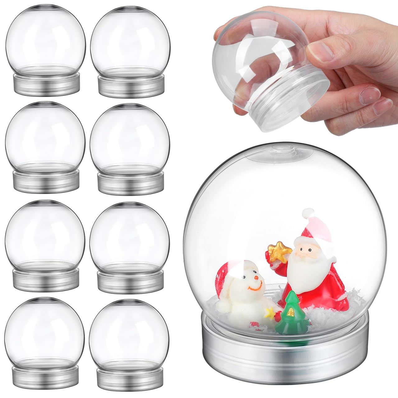 Photo 1 of 10pcs DIY Clear Plastic Water Globes with Cap for Crafting Snow Globe Kits Decoration and Fun DIY Projects