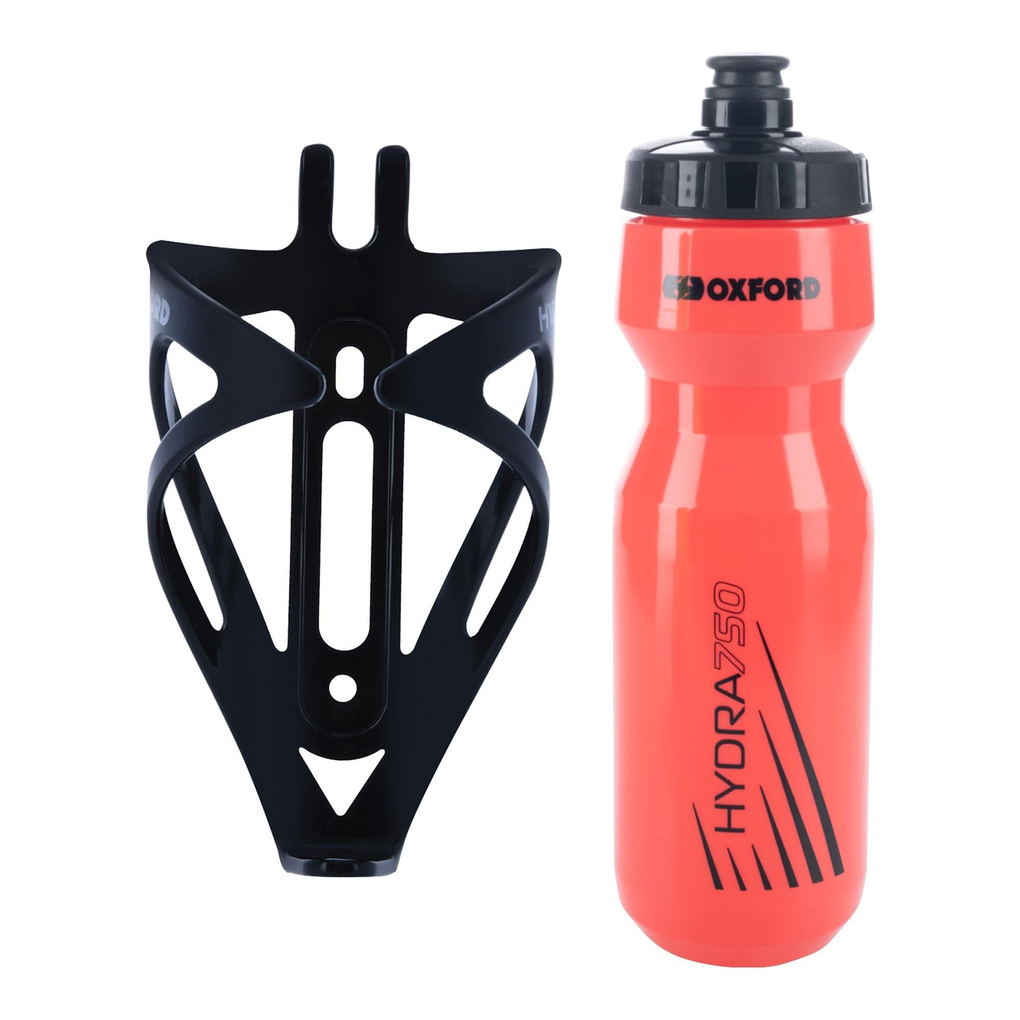 Oxford Bike Bottle Holder and 750ml Red BPA-Free Water Bottle Set - Durable Matt Black Cage, Universal Fit for Road and Mountain Bikes, Easy Install - Perfect for Outdoor Cycling and Hydration