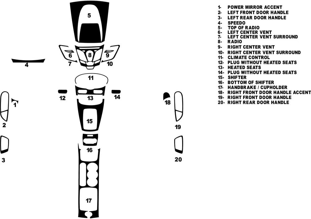 Rdash Dash Kit Decal Trim for Ford Fiesta 2011-2019 - Camouflage (Red)