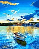 DIY Painting by Numbers for Adults, Paint by Number Kit On Canvas for Beginners, New Painters, Gift Package from SEASON (Blue Lake-2)
