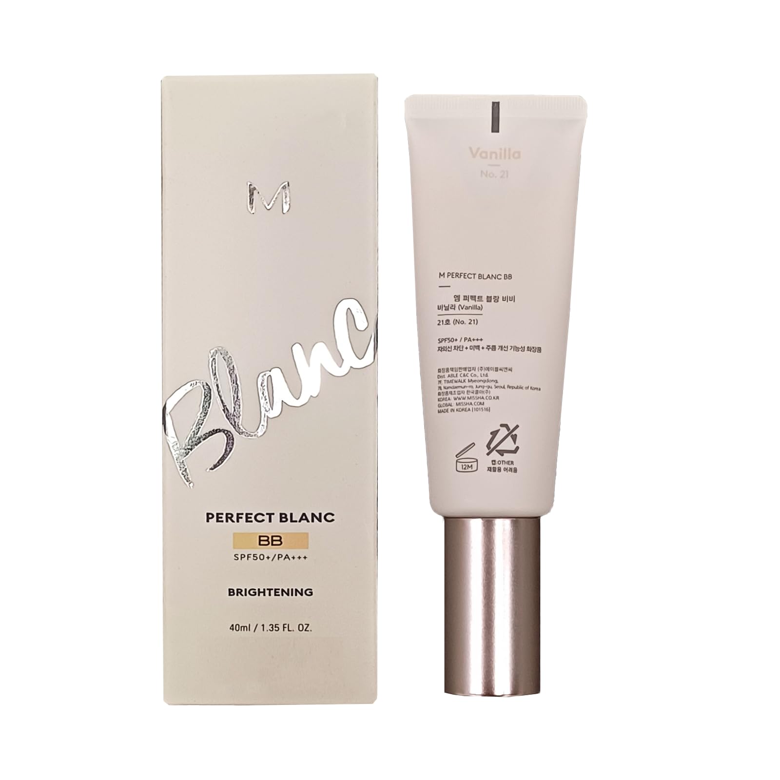 Photo 1 of GIANANO, Moisturizing & Brightening Makeup for m.i.s.s.h.a M Perfect Blanc B.B Creams (1.35fl.oz.), No.21 Vanilla