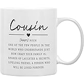 QASHWEY Cousin Definition Coffee Mugs Mug,CousinBirthday Christmas Wedding Gifts from Cousin,Inspirational CousinGift Double Side Printed Ceramic Mug Cup 11 Ounce