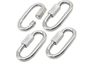 Bytiyar 4 pcs M8 Stainless Steel Quick Link Carabiner Clips with Screw Locking Heavy Duty Chain Connector Hook Hardware Accessories Tool