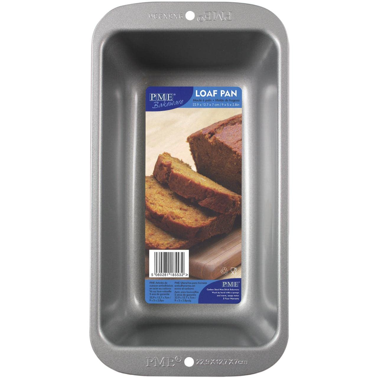 PME CSB102 Carbon Steel Non-Stick Loaf Pan 9 x 5 x 2.7-Inch Deep, Grey, 27.3 x 14.3 x 7 cm, 15 inch