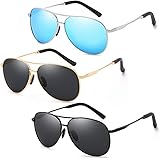 Polarized Aviator Sunglasses for Men and Women-UV400 Protection Mirrored Lens -Metal Frame with Spring Hinges