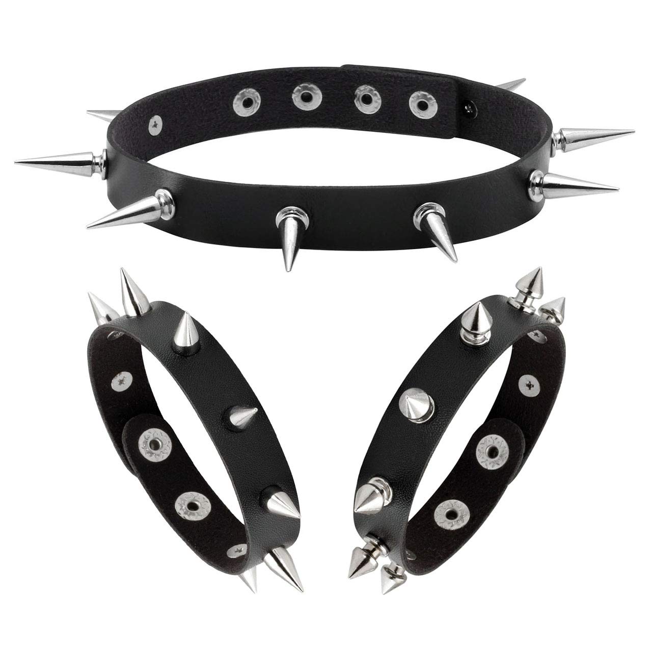 Manfnee Punk Gothic Bracelet Spike Rivet Cuff Bangle Metal Studded Wristband Choker Adjustable