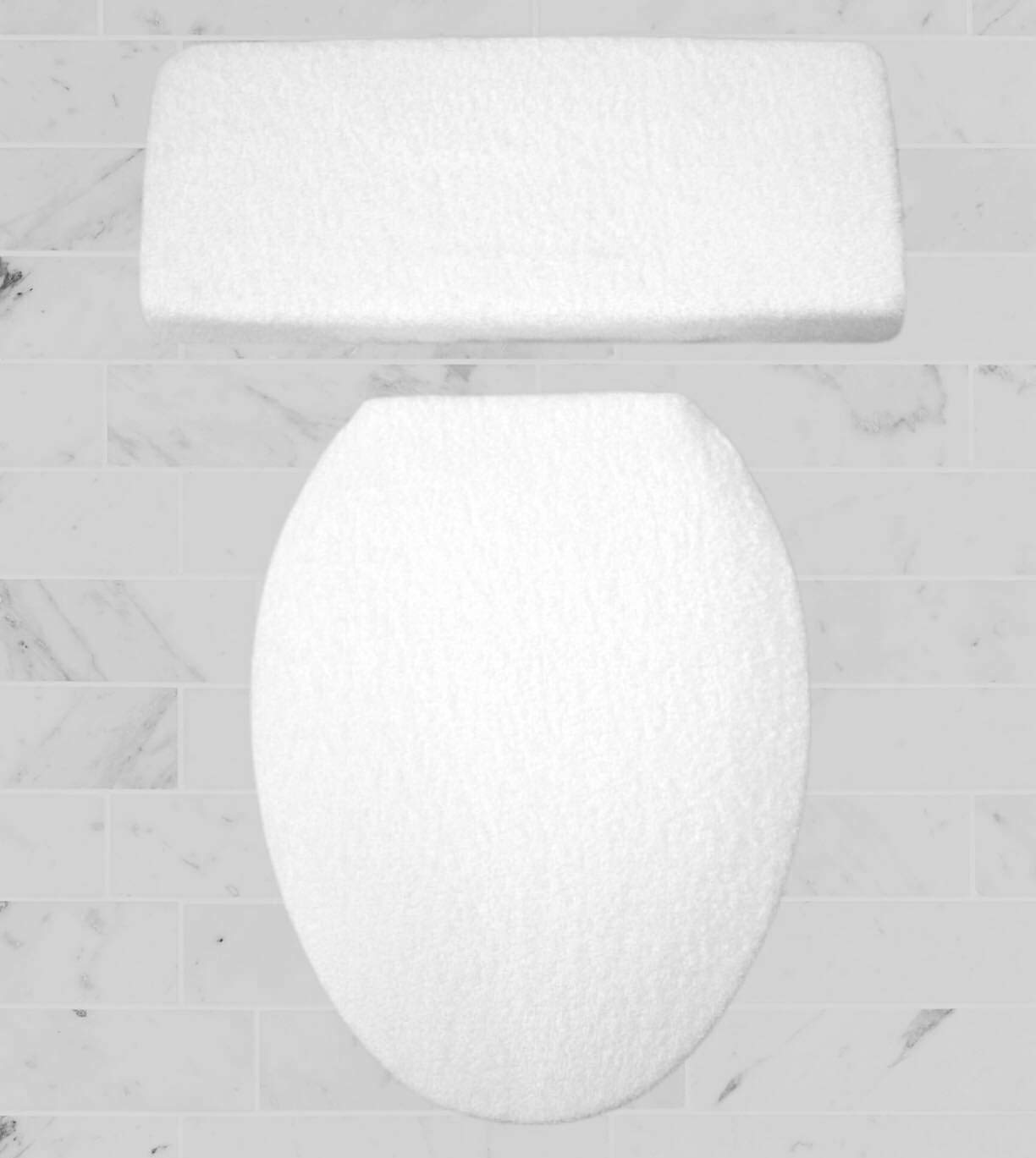 White Terry cloth LINED Toilet Seat Lid Cover Set by