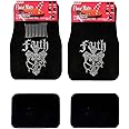 Universal Fit Front/Rear 4-Piece Full Set Crystal Bling Rhinestone Studded Carpet Car SUV Truck Floor Mats (Faith/Black)