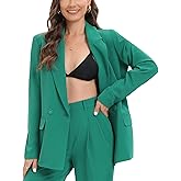TRNY Women's Oversized Double-Breasted Suit Blazer Jacket Long Sleeve Casual Boyfriend Style Work Office Blazer with Pockets