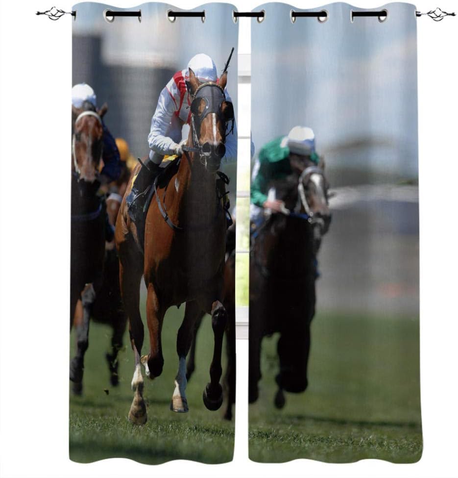 NHBTGH Cortinas Opacas Las Carreras De Caballos 150x166 cm Verde