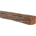 AZ Faux High-Density Polyurethane Faux Fireplace Mantel | Lightweight Rustic Floating Wood Beam with Mounting Strip and Touch-Up Kit | Old English | 48" L x 4" W x 4" H | Burnished