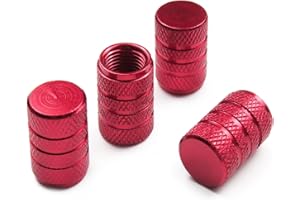 Pitlane Performance® Aluminum Valve Caps (Set of 4) – Tire Valve Covers for Schrader Valves – Compatible with Cars, SUVs, Motorcycles & Bicycles (Red, Comfort)