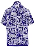 LA LEELA Likre Soft Silk Print Pocket Shirt Royal Blue 782 2XL |Chest 54