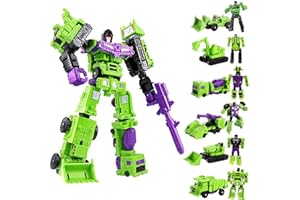 6-in-1 Construction Truck Robot Toy Transforming Vehicles Combine into Giant Mech Devastator Engineering Truck Robot Combiner