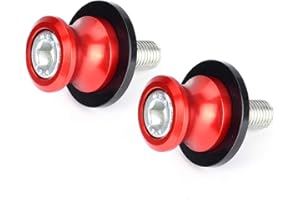 Goldfire 2pcs 10MM M10 X1.25 Motorcycle Swing arm Sliders Spools CNC Swing Arm Stand Screw for FZR 1000/600R/400 for Kawasaki Z750 /Z750S/ Z750R /ER-6F /ER-6N / Duke 125/200/390 (Red)