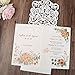 Doris Home Vertical Ivory Classic Style Wedding Invitations Cards Custom with Rhinestone & Laser Cut Flower (50)