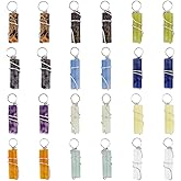 SUPERFINDINGS 24pcs 12 Colors Natural Gemstone Pendants Brass Wire Wrapped Colorful Column Jewelry Stone Clear Crystals Charm Bulk for Earring Bracelet DIY Jewelry Making Hole 2.4-2.7mm