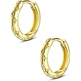 COCHARM 14K Solid Gold Plated 20g Huggie Hoop Earrings 925 Sterling Silver Cartilage Hoop Earrings Star Gold Hoop Earrings for Women