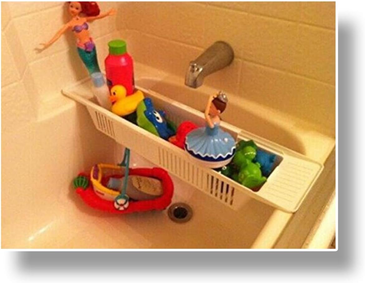 Adjustable Bathtub Storage Basket Organiser Shower Caddy Ideal For Kids