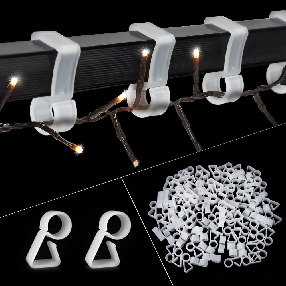 Vikdio 72 Pcs Gutter Hooks Hang Clips for Securing Outdoor String Lights, Ideal for Hanging Icicle Lights Meteor Lights on Wedding Christmas Xmas Halloween Garden Tree Home Decor