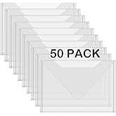 Briartw 50 Pack Storage Bag,Resealable Plastic Envelopes Pockets for Cutting Dies Stencil Crafts Organizer Holder,7x10"Clear Storage Envelopes for Clear Stamp,Die Cuts,Scrapbook Paper