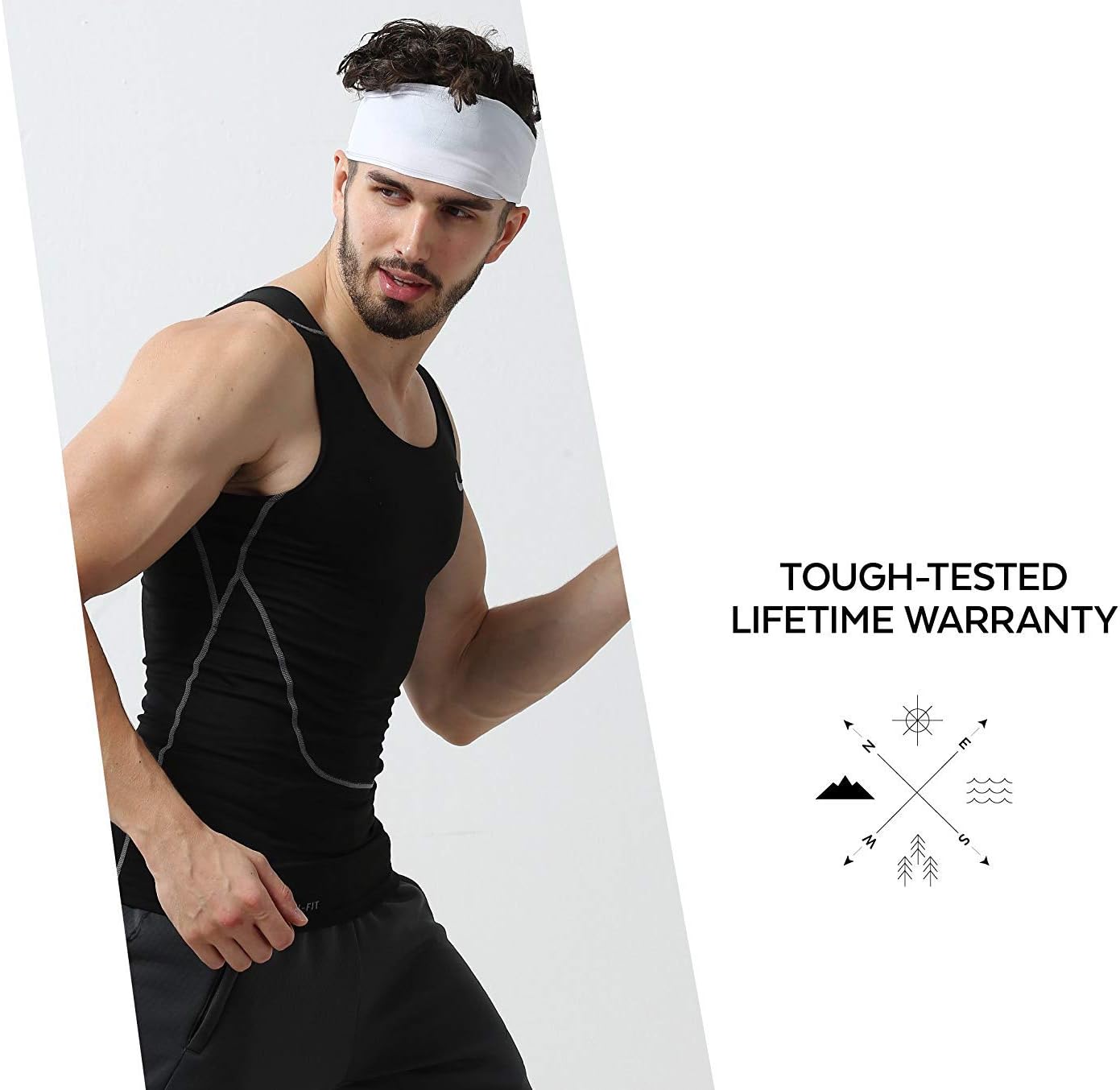 Mens Headband - Sports Running Sweat Head Bands - Athletic Sweatbands Hair Band for Workout, Basketball, Exercise, Gym, Cycling, Football, Tennis, Yoga - Performance Stretch Moisture Wicking Hairband : Clothing