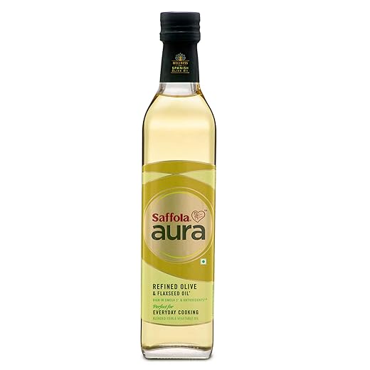 Saffola Aura Refined Olive & Flaxseed Oil, 500 ml