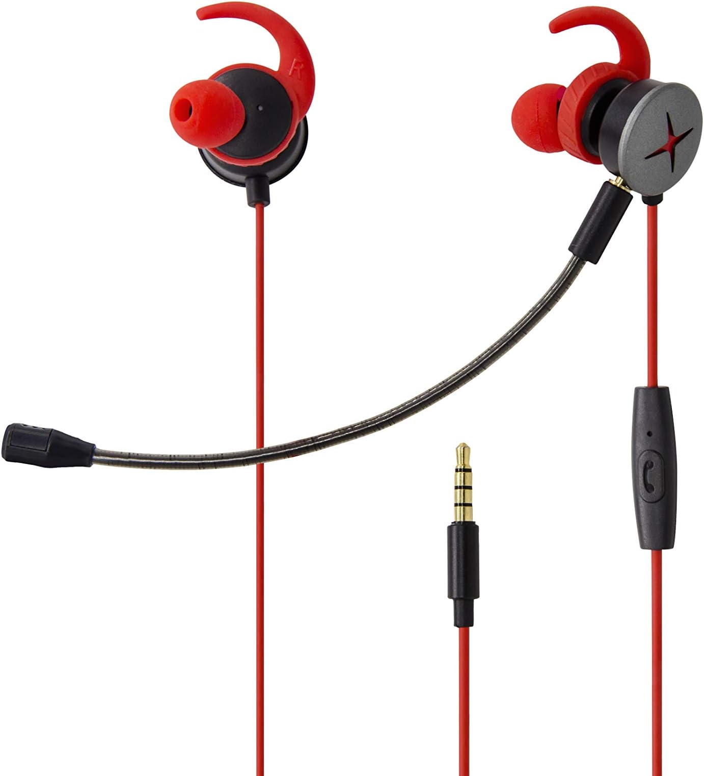 Gaming Earbuds with Detachable Mic Wired Gaming Headphones Noise Reduction Stereo Bass Gaming Headset for Nintendo Switch PS4, Xbox One, Laptop, Mobile, PC(red)
