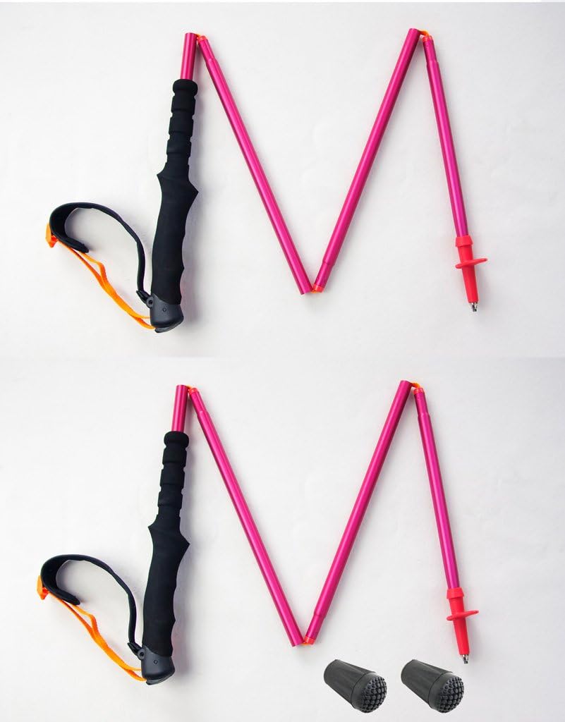 MOUNTAIN YOYO M Series Ultra Light Weight(Aviation 7075 Aluminium Alloy) (198g, 7oz) Walking Pole Trekking Pole Walking Stick Collapsible Men Women (A Pair of M4_Pink Red)