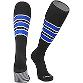 PEAR SOX Striped OTC Baseball, Softball, Football Socks (C) Black, Orange, Royal