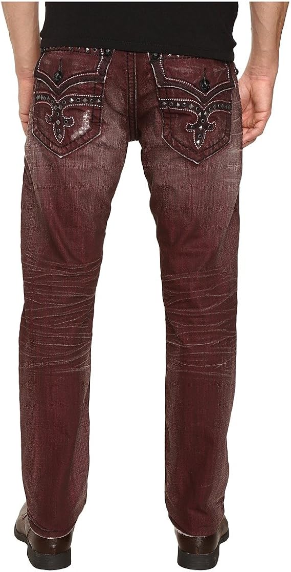 Rock Revival Men's Marlin A20 Dark Red Jeans Clothing