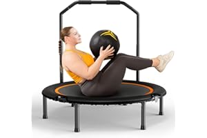 Zupapa 48" Foldable Rebounder, 550LBS Fitness Trampoline with Durable Bungees, Adjustable Handl, Stable & Quiet Exercise Rebounder for Adults, Great Mini Trampoline for Indoor/Garden Workout