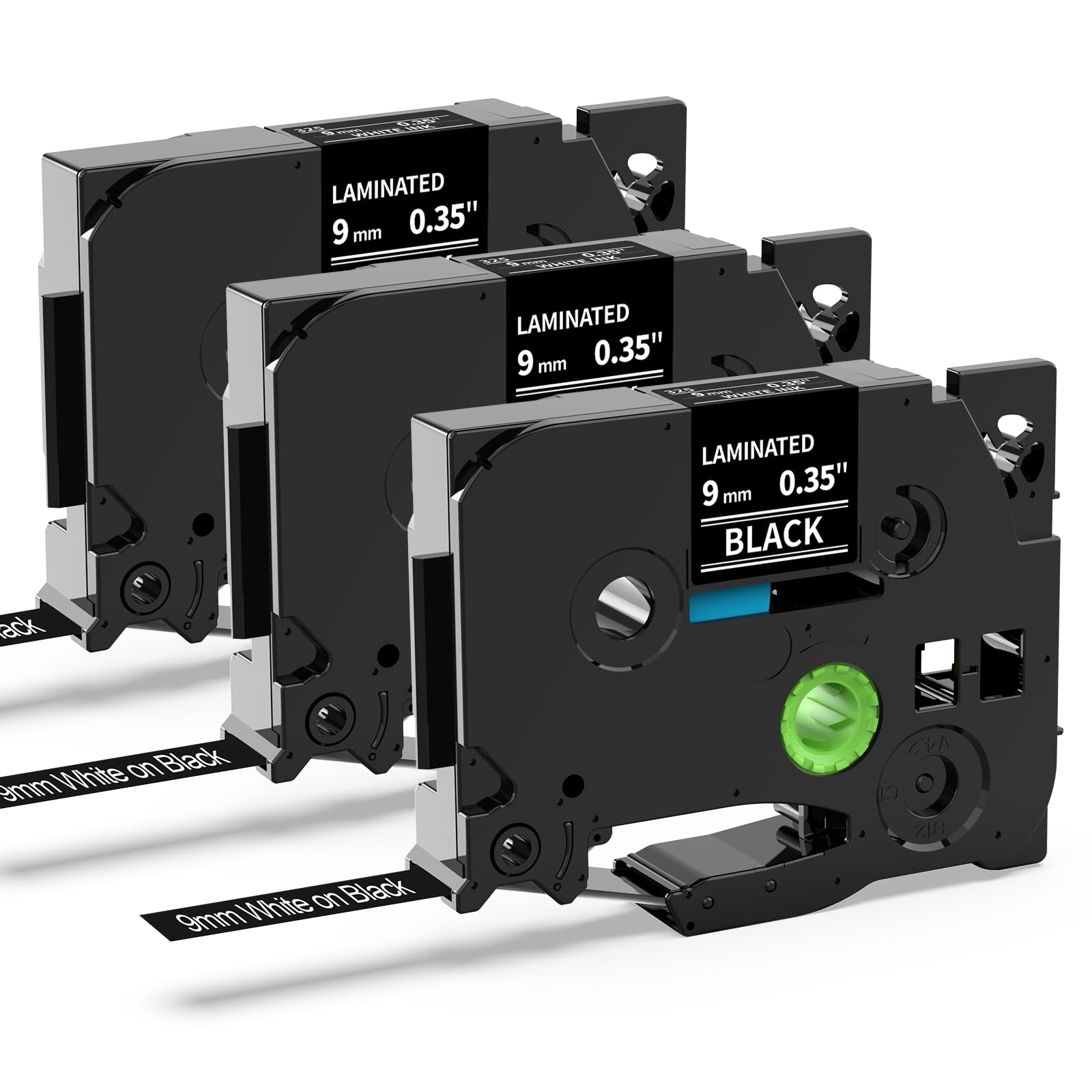 MarkField Compatible Laminated 9mm Label Tape Replacement for Brother P Touch TZ TZe-325 0.35" Label Maker Tape for PT-D200 H107B H105 H107 H101C H100LB/R 1000 1250 White on Black, 3 Pack