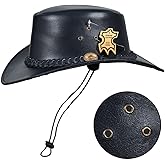 Leather Cowboy Hat for Men Women Lightweight Handcrafted Western Shapeable Wide Brim Western Hats