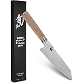 Shun Classic Blonde 6" Kiritsuke Knife | Handcrafted Japanese Kitchen Knife, VG-MAX Core, Damascus Stainless Steel Cladding, Pakkawood Handle