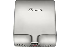5Seconds - Commercial Hand Dryer, Stainless-Steel Bathroom Appliances for Hospital, Office and More, Touch-Free Hand Dryer with HEPA Filter, 1000W, UL Listed, Silver