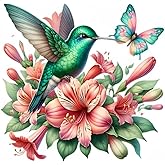 Floral Hummingbird & Butterfly PVC Vinyl Car Decals Stickers Waterproof Self-Adhesive Decals for Cars, Laptops, Trucks, Motorcycles Wall Window Luggage Scratch Cover Door Decor Sticker