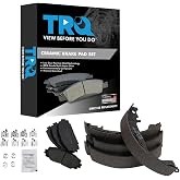 TRQ Front and Rear Ceramic Brake Pad Set | For 2012-2018 Toyota Yaris L 2012-2018 Yaris LE 2007-2011