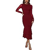 Atizon Elegant Ruched Bodycon Evening Dresses for Women Cocktail Party Formal Maxi Mermaid Dress