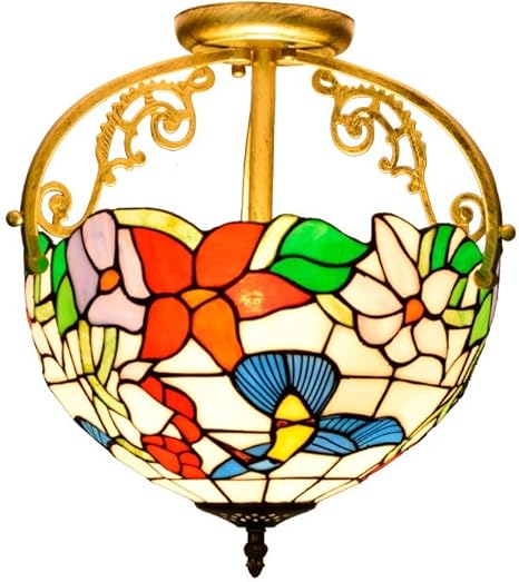 Tiffany Style Semi Flush Mount Ceiling Light 12 Inch Half Ceiling