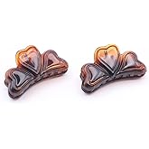 Parcelona French Love Hearts Very Small 1 3/4" Celluloid Acetate Set of 2 Claw Clips for Thin Hair Durable Fashion Hair Styling Clips Women Hair Accessories Girls Hair Clips Claw, Made in France (Tortoise Shell)