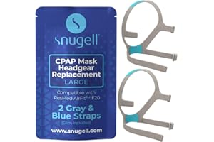 Snugell Strap Replacement for AirFit ResMed F20 Headgear Large Full Face Mask CPAP Supplies – 2-Pack Gray & Blue – Ultra-Soft