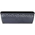 Classic Home and Garden Corinthian Rectangular Planter Box w/Drain Plug - Small Succulent Pots for Window Sills & More - Shallow Trough Planter for Indoor Outdoor Use (10”, Storm Gray, Pack of 1)