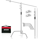 Soporte En C Con Brazo Articulado VEVOR Para Fotografía - Altura Ajustable 146-330 Cm, Capacidad 20 Kg, Acero Inoxidable
