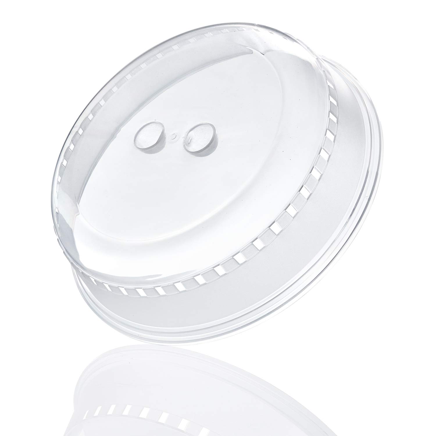 Kerafactum Plate cover hood aroma protection fly microwave splash guard cloche PP double finger hole stackable diameter 23 cm