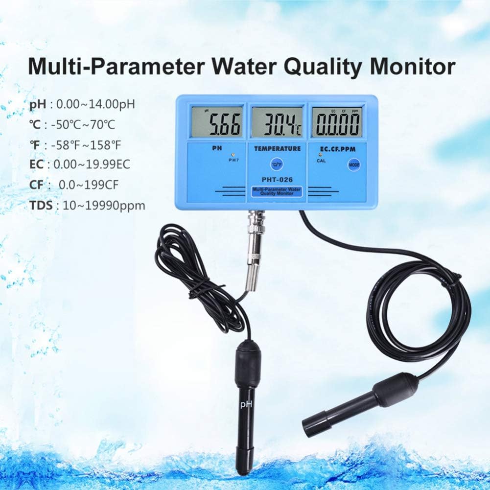 GKD Water Quality Multi-Parameter Detector,Aquarium Online Ph Meter TDS Temperature Conductivity Test Pen EC/CF Measurement Analysis