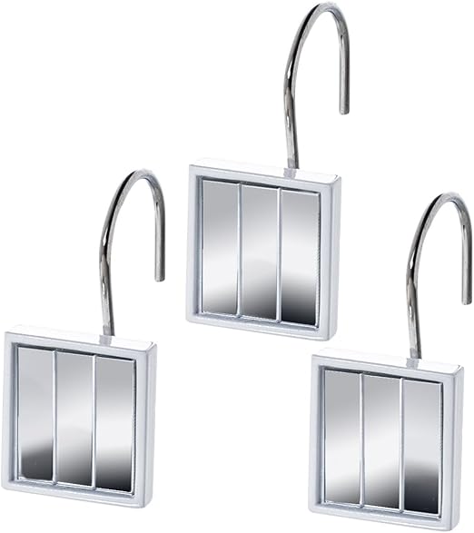 Amazon Com Quilted Mirror Resin Shower Curtain Hooks Set Of 12