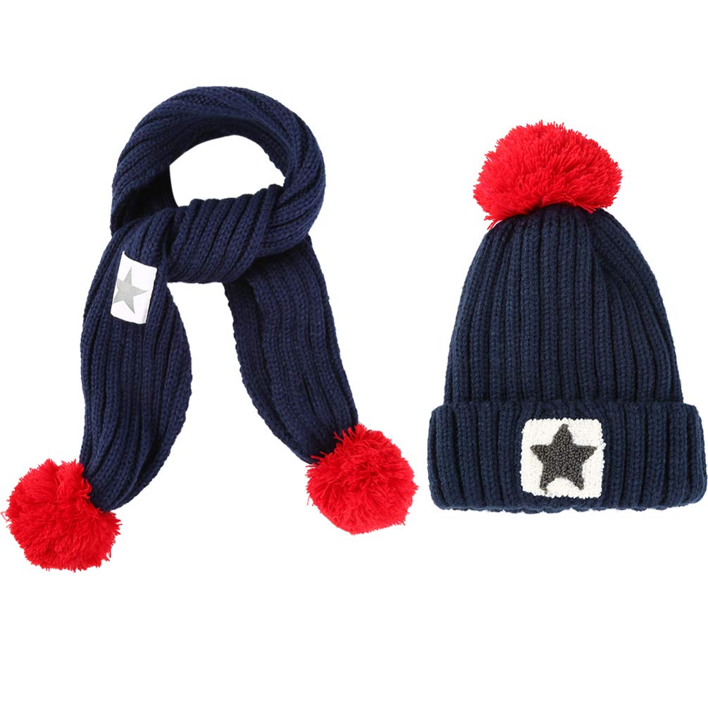 VBIGER Kids Winter Hat Scarf Knitted Set Aged 4-8