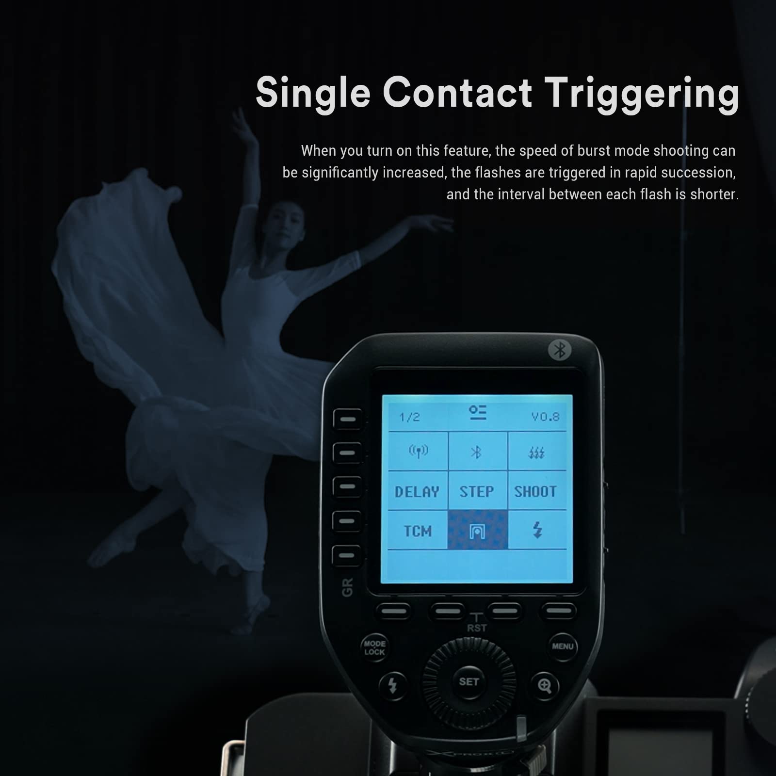 GODOX XProII-C TTL Wireless Flash Trigger Compatible for Canon Cameras, 2.4G Wireless Flash Transmitter HSS 1/8000S,Bluetooth Connection, TCM Transform Function, New Hotshoe Locking, Large LCD Display