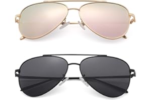 Bouryo Kids Polarized Aviator Sunglasses for Boys Girls Juniors and Youth Age 5-18